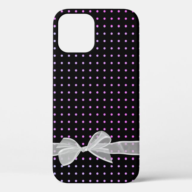 White Sheer Bow on Neon Dots Case-Mate iPhone Case (Back)