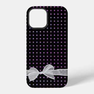 White Sheer Bow on Neon Dots iPhone 12 Case