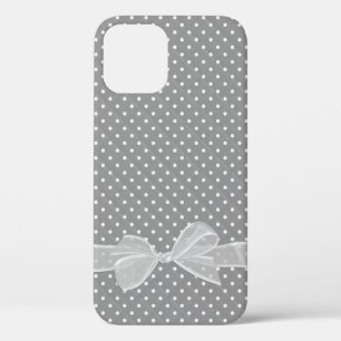 White Sheer Bow On Polka Dots iPhone 12 Case