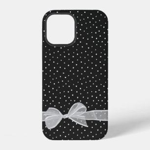 white sheer bow on polka dots iPhone 12 case