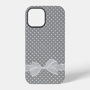 White Sheer Bow On Polka Dots iPhone 12 Case
