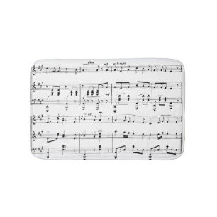 White Sheet Music Bath Mat