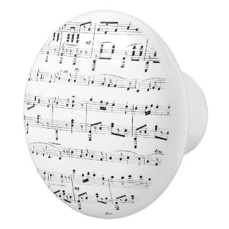 White Sheet Music Ceramic Knob