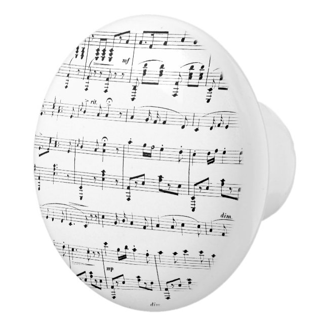 White Sheet Music Ceramic Knob (Right)