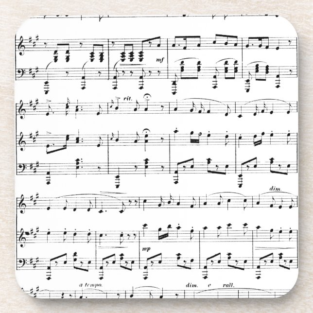 White Sheet Music Coaster (Front)
