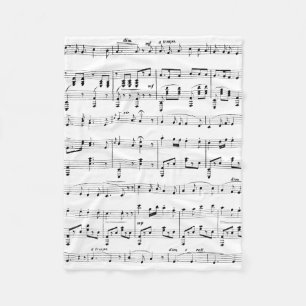 White Sheet Music Fleece Blanket