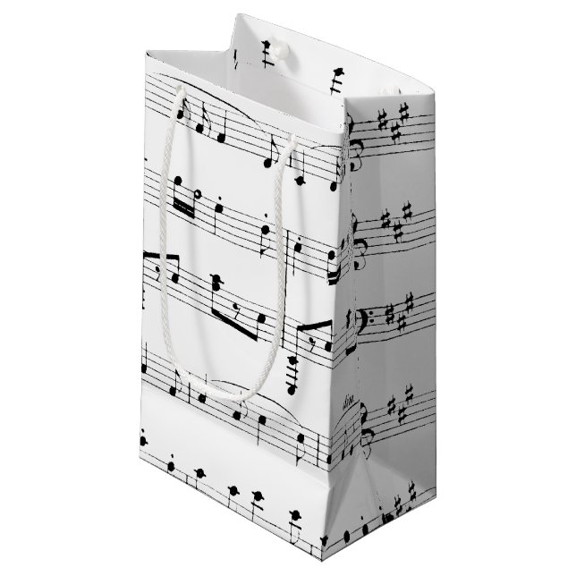 White Sheet Music Small Gift Bag (Front Angled)