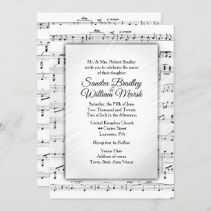 White Sheet Music Wedding Theme Invitation