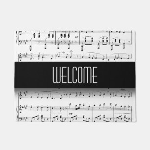 White Sheet Music Welcome Mat
