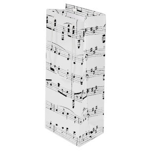 White Sheet Music Wine Gift Bag