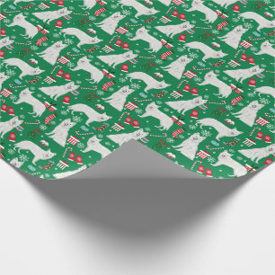 White Shepherd Dog Christmas Wrapping Paper
