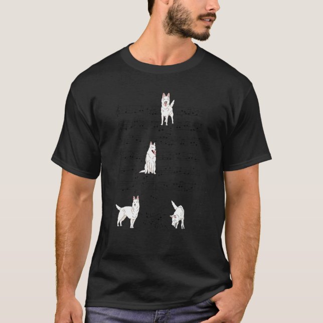 White Shepherd Music Dog For Musician And Dog Owne T-Shirt (Front)