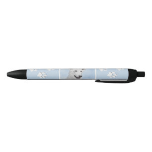 White Shepherd Painting - Cute Original Dog Art Black Ink Pen