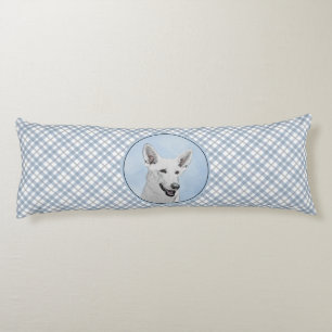 White Shepherd Painting - Cute Original Dog Art Body Cushion