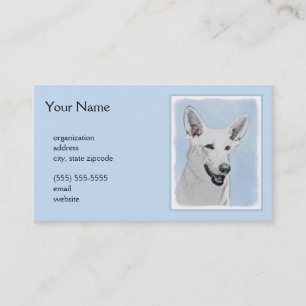 White Shepherd Painting - Cute Original Dog Art Business Card