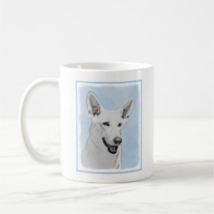 White Shepherd Painting - Cute Original Dog Art Coffee Mug
