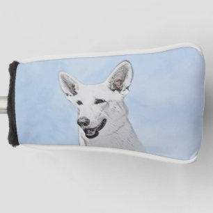 White Shepherd Painting - Cute Original Dog Art Golf Head Cover