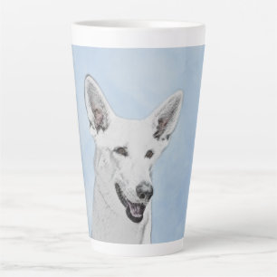 White Shepherd Painting - Cute Original Dog Art Latte Mug