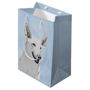 White Shepherd Painting - Cute Original Dog Art Medium Gift Bag