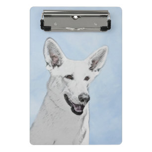 White Shepherd Painting - Cute Original Dog Art Mini Clipboard