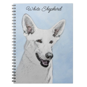 White Shepherd Painting - Cute Original Dog Art Notebook