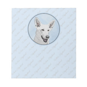 White Shepherd Painting - Cute Original Dog Art Notepad