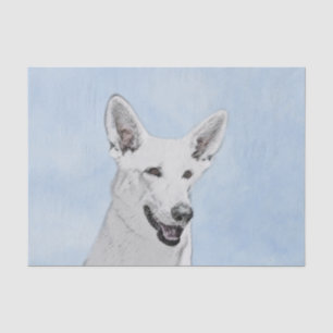White Shepherd Painting - Cute Original Dog Art Tissue Paper