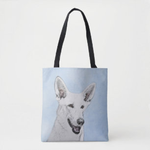 White Shepherd Painting - Cute Original Dog Art Tote Bag
