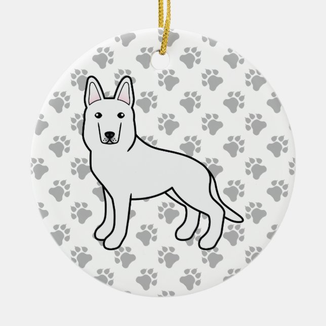 White Shepherd / White German Shepherd Dog Ceramic Ornament (Front)