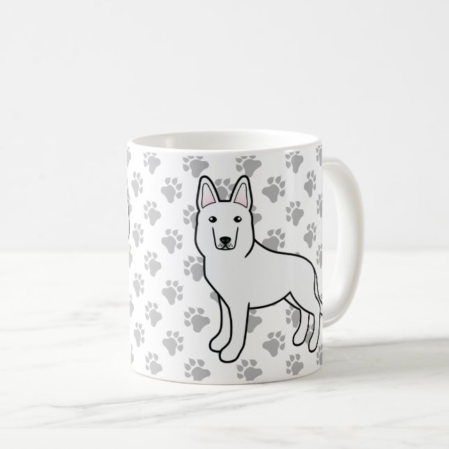 White Shepherd / White German Shepherd Dog & Paws Coffee Mug (Front Right)