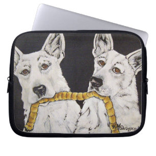 White Shepherds Sharing Laptop Sleeve