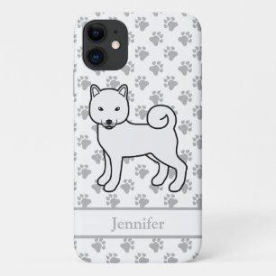 White Shiba Inu Cute Cartoon Dog & Name iPhone 11 Case