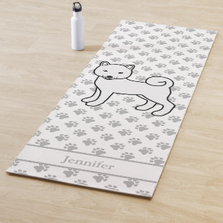 White Shiba Inu Cute Dog With Paws & Name Yoga Mat