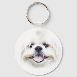 White shih tzu face keychain