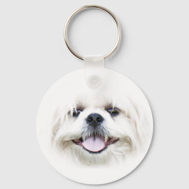 White shih tzu face keychain (Front)