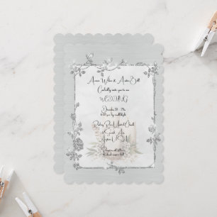 White Shiny Elegant Sparkly Frame Wedding Invitation