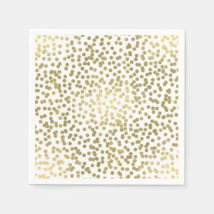 White & Shiny Gold Dots Confetti Elegant Chic Glam Napkin