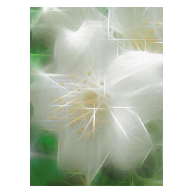 White Shiny Jasmine Tablecloth (Front)