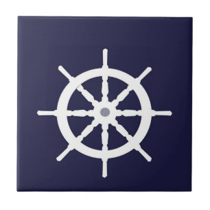 White ship's wheel. tile