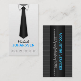 White Shirt Black Tie Accountant Business Cards