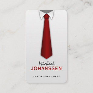 White Shirt Red Tie Accountant Business Cards