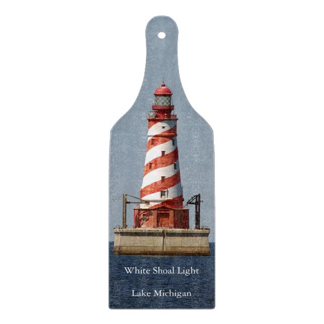 White Shoal Light paddle cutting board (Front)