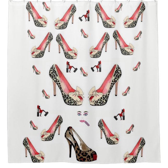 white shoe leopard showercurtain shower curtain (Front)