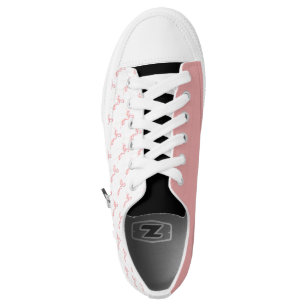 White Shoes with Pink Hand-painted Flamingo
