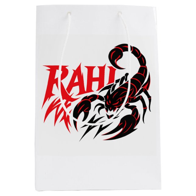 White shopping bag with a stylised scorpion design (Front)