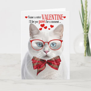 White Shorthair Cat Lover Valentine Feline Humour Holiday Card