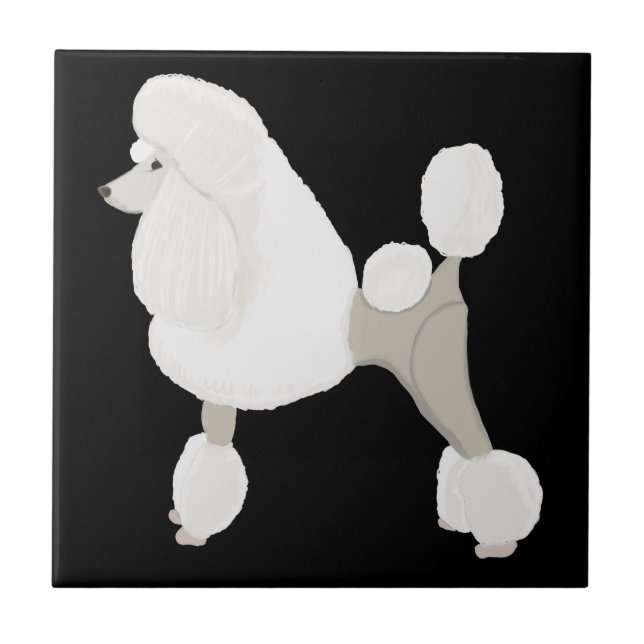 White Show Poodle Ceramic Tile (Front)