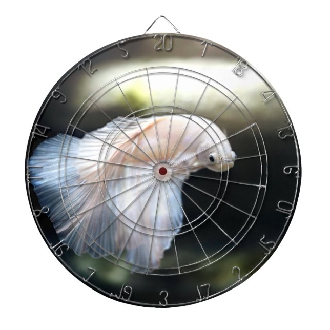 White Siamese Fighting Fish Dartboard (Front)
