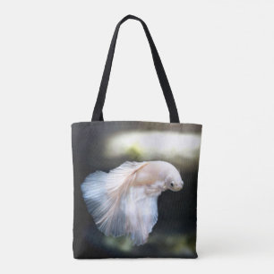 White Siamese Fighting Fish Tote Bag