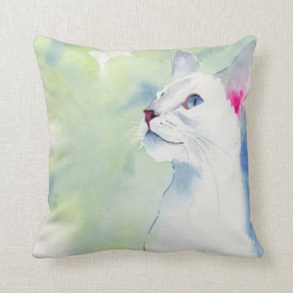 White Siamese Throw Pillow by American MoJo
